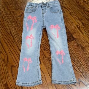 Kids' Jeans with Pink Bow Design